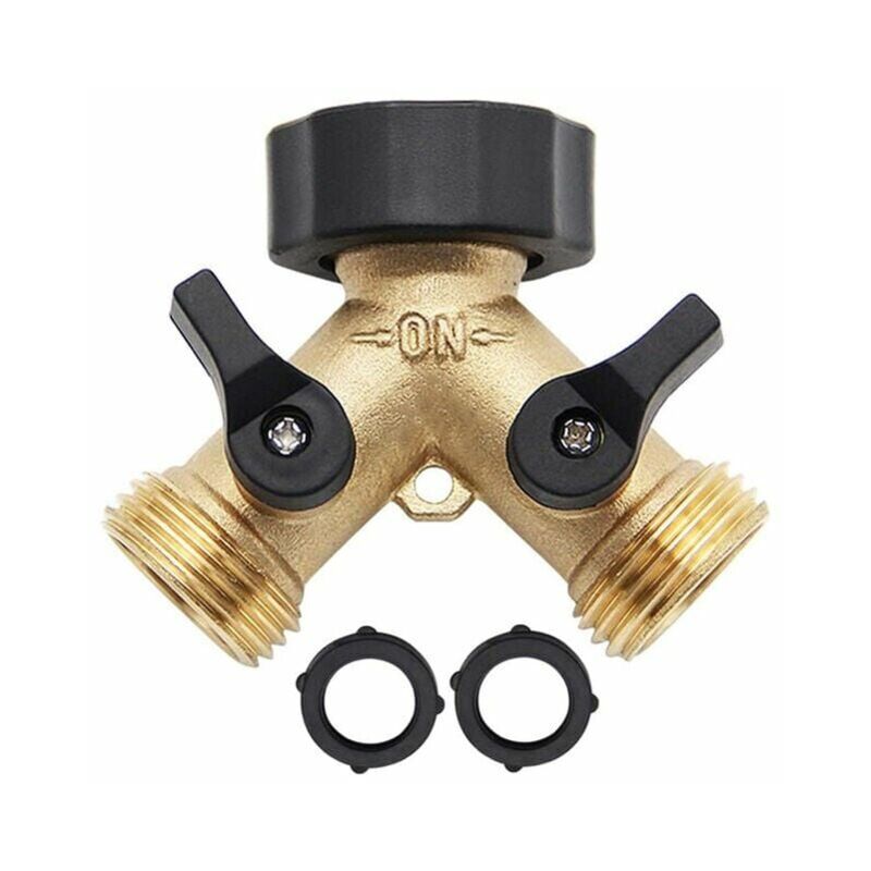 foto del prodotto sdoppiatore per tubo da giardino a 2 vie, sdoppiatore per rubinetto in ottone per carichi pesanti, adattatore per tubo da giardino, sdoppiatore a y a