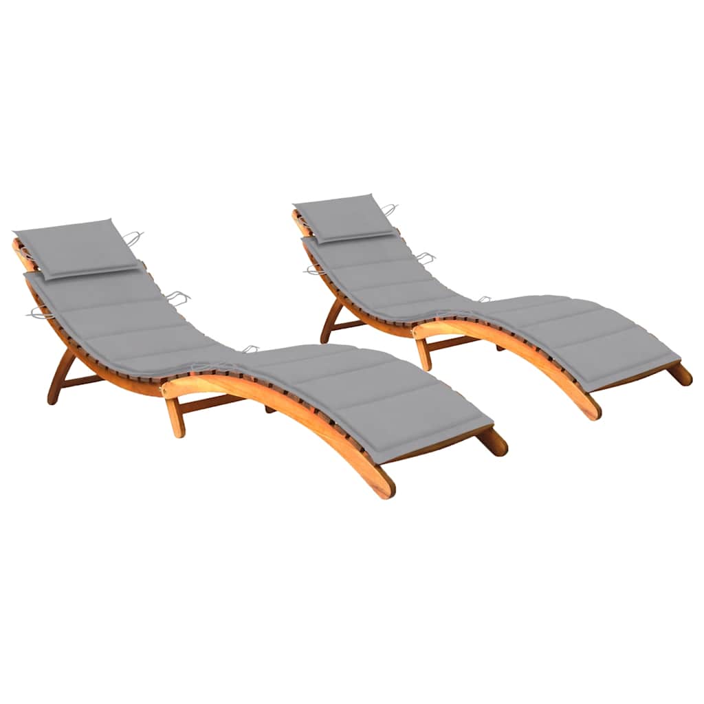 foto del prodotto sdraio 2 pz con cuscini in legno massello di acacia cod mxl 39495