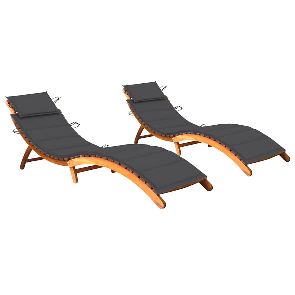 foto del prodotto sdraio 2 pz con cuscini in legno massello di acacia cod mxl 45101