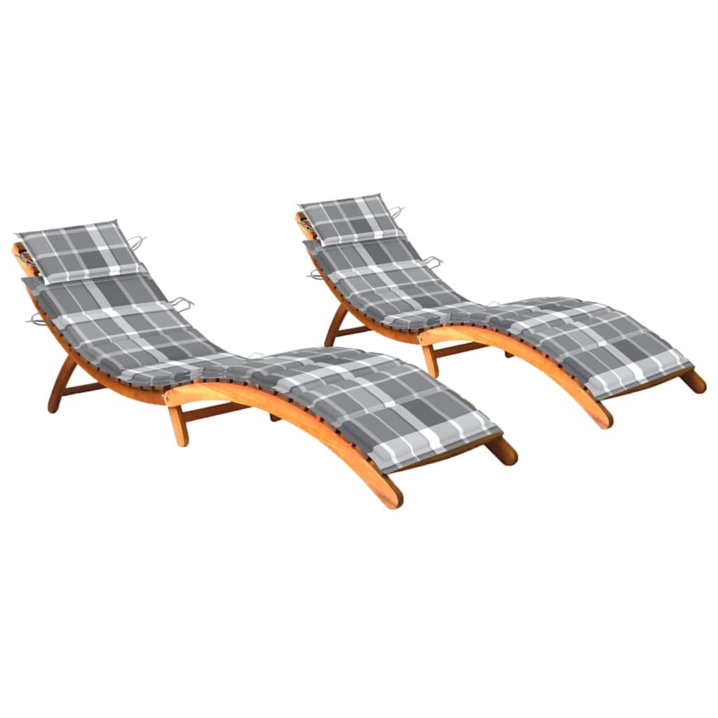 foto del prodotto sdraio 2 pz con cuscini in legno massello di acacia cod mxl 68148