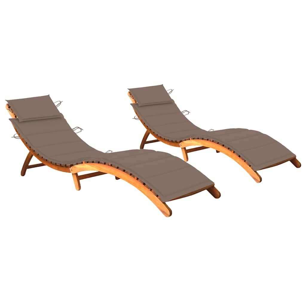foto del prodotto sdraio 2 pz con cuscini in legno massello di acacia cod mxl 68153