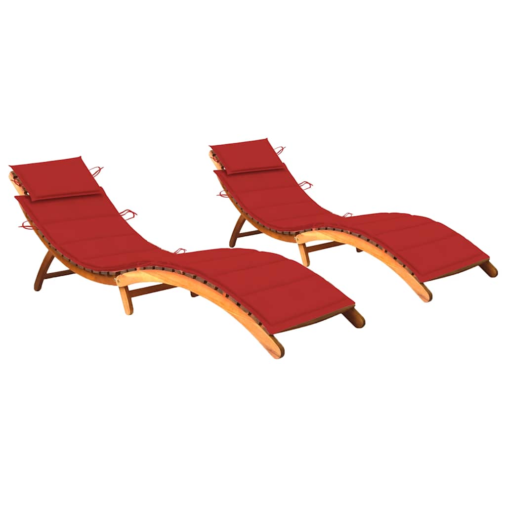 foto del prodotto sdraio 2 pz con cuscini in legno massello di acacia cod mxl 75553