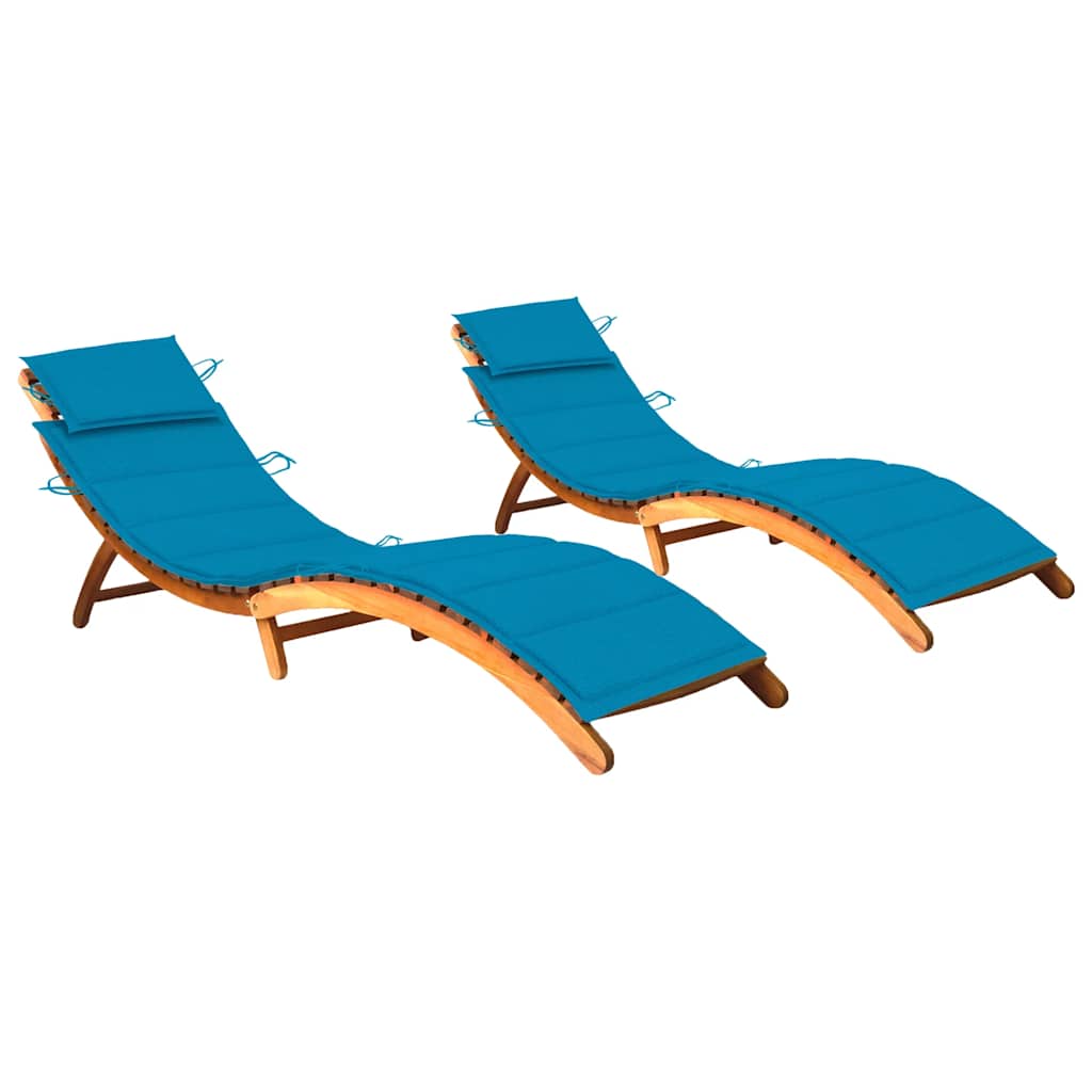 foto del prodotto sdraio 2 pz con cuscini in legno massello di acacia cod mxl 75554