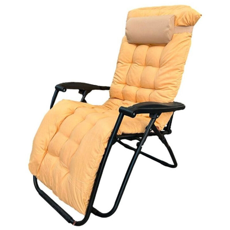 foto del prodotto sdraio con cuscino imbottito crema in textilene poltrona relax terrazzo giardino 483001 trade shop traesio