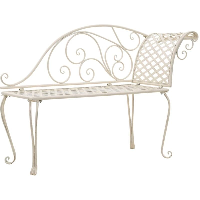 foto del prodotto sdraio da giardino 128 cm in metallo anticato bianco vidaxl