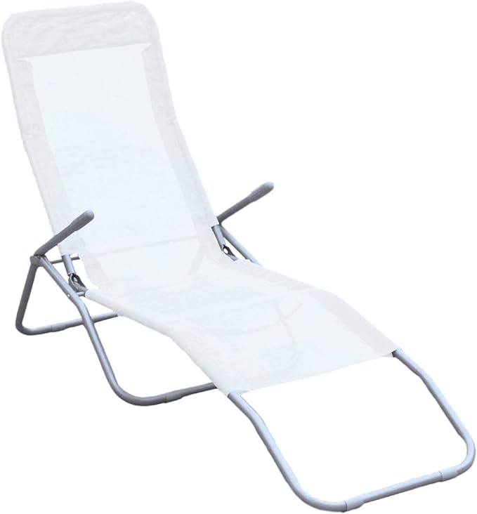 foto del prodotto sdraio da giardino essenza formentera in acciaio e textilene bianco 57x140x96 cm