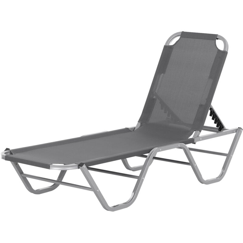 foto del prodotto sdraio da giardino in alluminio reclinabile a 5 livelli argento outsunny