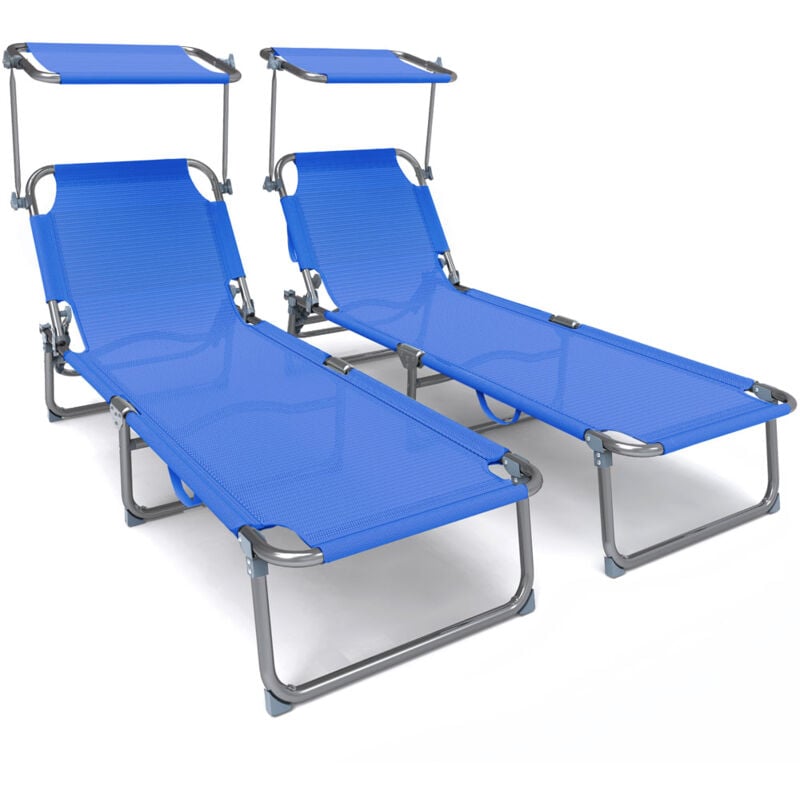 foto del prodotto sdraio da giardino pieghevole, set di 2 lettini prendisole, blu vounot