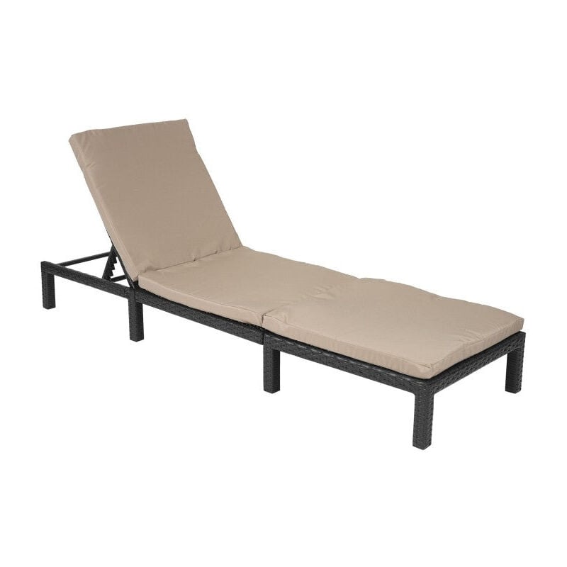 foto del prodotto sdraio da giardino sdraio in polyrattan antracite con cuscino mdj04130