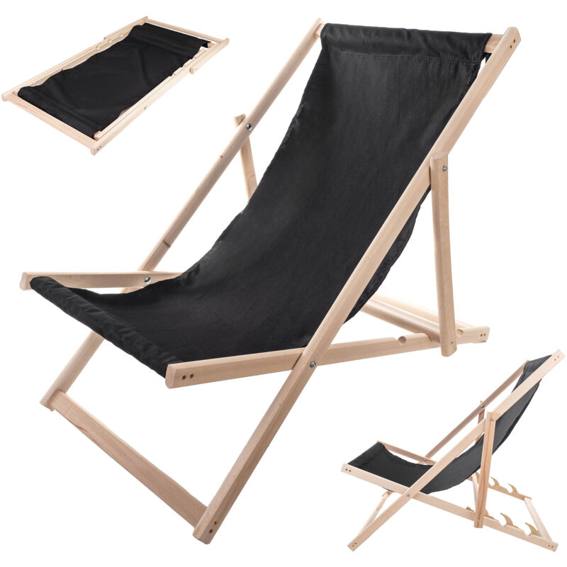 foto del prodotto sdraio da spiaggia pieghevole in legno kadax per terrazza, produttore di vernice nera