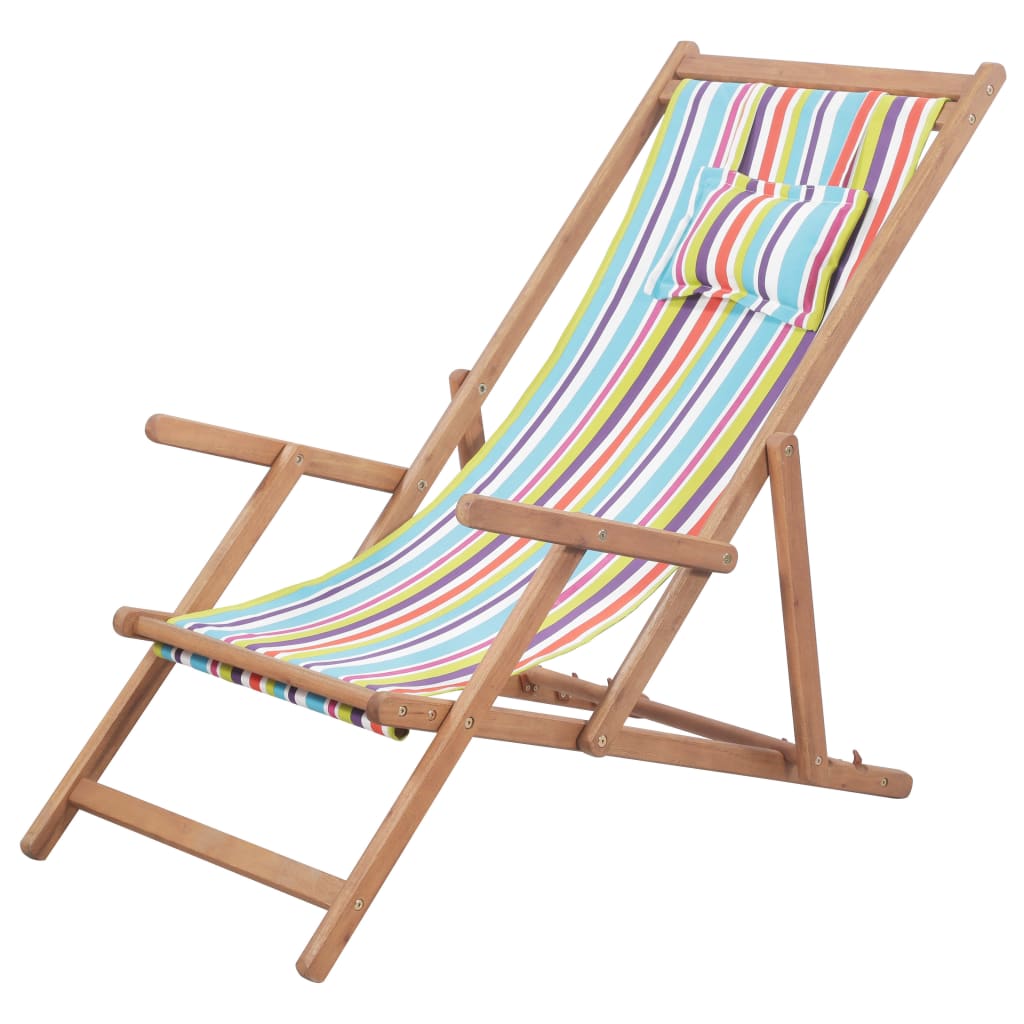 foto del prodotto sdraio da spiaggia pieghevole tessuto telaio legno multicolore