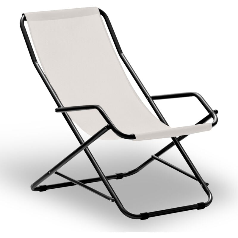 foto del prodotto sdraio dondolina creta in tubo di acciaio verniciato con telo in pvc beige