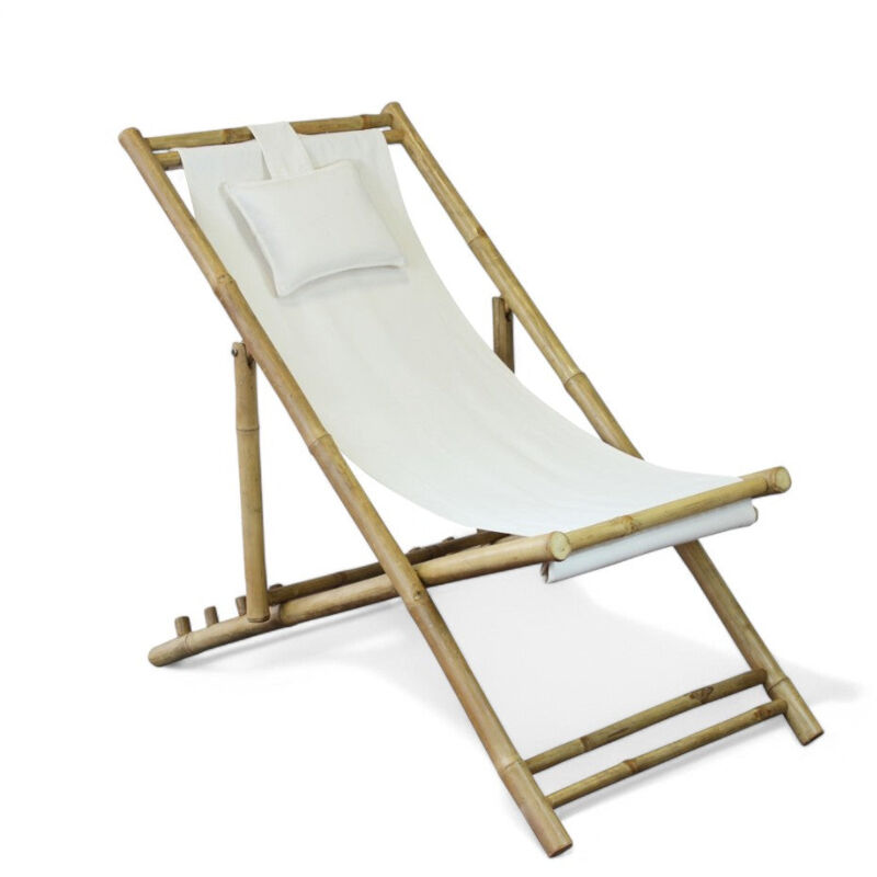 foto del prodotto sdraio dondolo in bamboo legno marrone con cuscino per relax 117x60xh68 cm