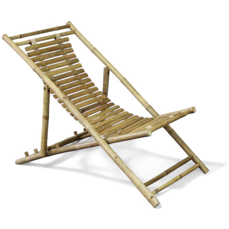 foto del prodotto sdraio dondolo in legno bamboo marrone 117x60xh68 cm per giardino arredamento esterno