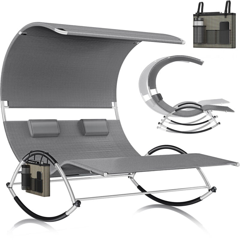 foto del prodotto sdraio doppia sdraio doppia con tettuccio parasole borsa cuscino per 2 persone sdraio relax sdraio da giardino sdraio ergonomica a dondolo antracite