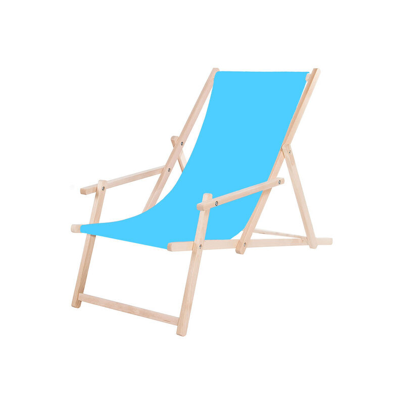 foto del prodotto sdraio in legno da giardino con braccioli, blu da spiaggia
