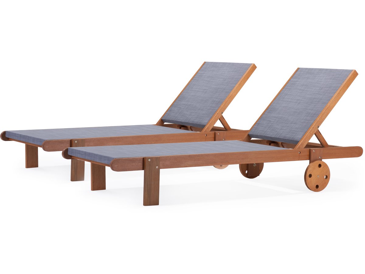 foto del prodotto sdraio in legno esotico sa gon - maple - grigio - set di 2