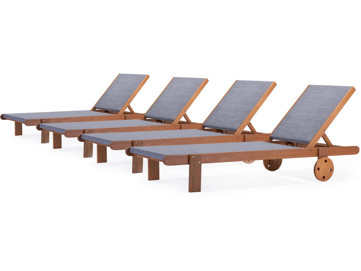 foto del prodotto sdraio in legno esotico sa gon - maple - grigio - set di 4