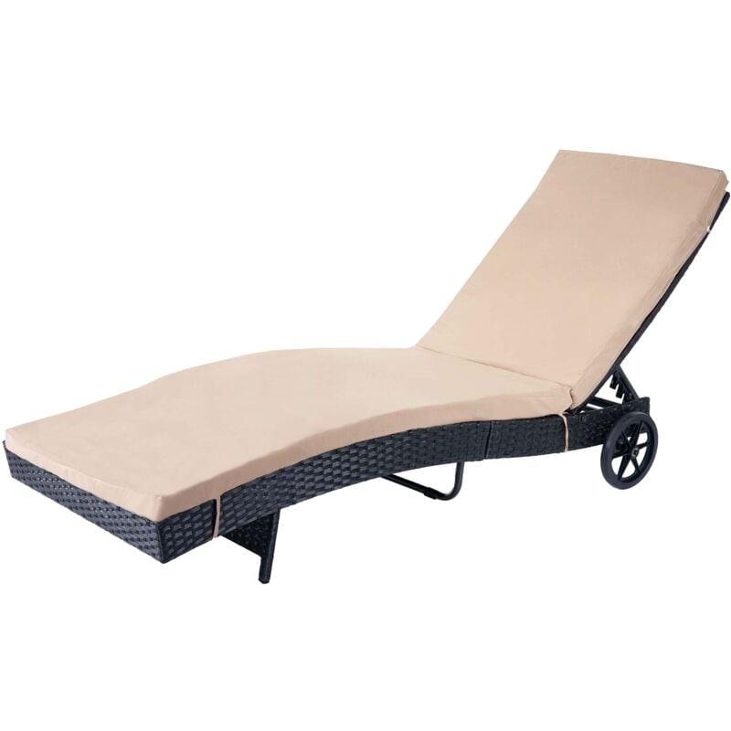 foto del prodotto sdraio lettino per terrazzo giardino in polyrattan antracite cuscino beige 040004934