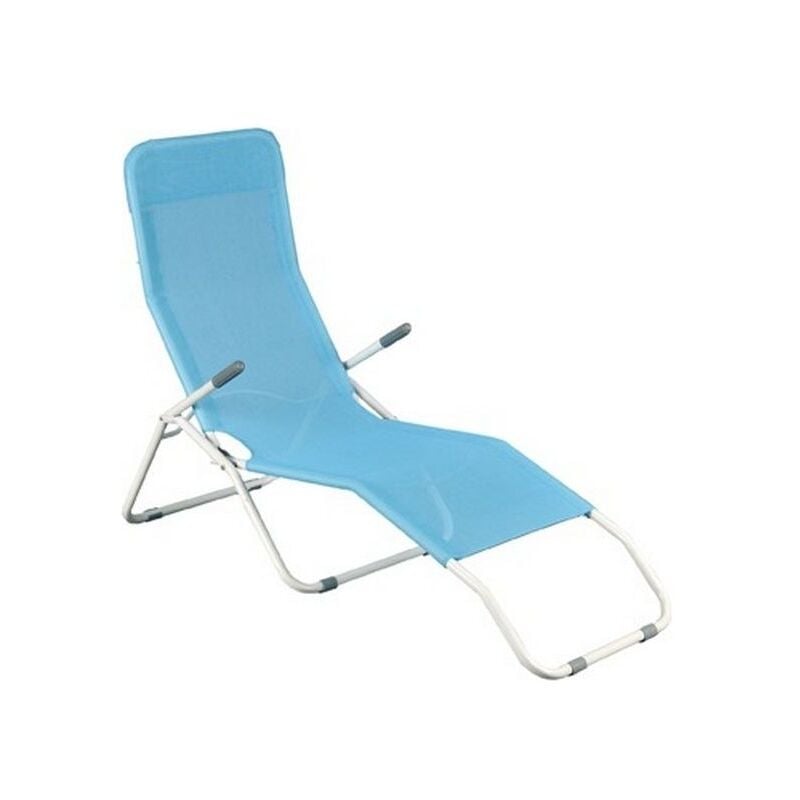 foto del prodotto sdraio long beach pieghevole 63x180 cm in acciaio e textilene blu