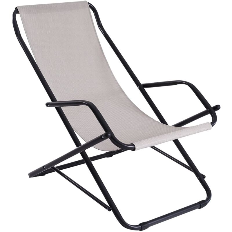 foto del prodotto sdraio per casa e giardino made in italy in acciaio sdraio dondolina color tortora sdraio relax pieghevole per campeggio e mare