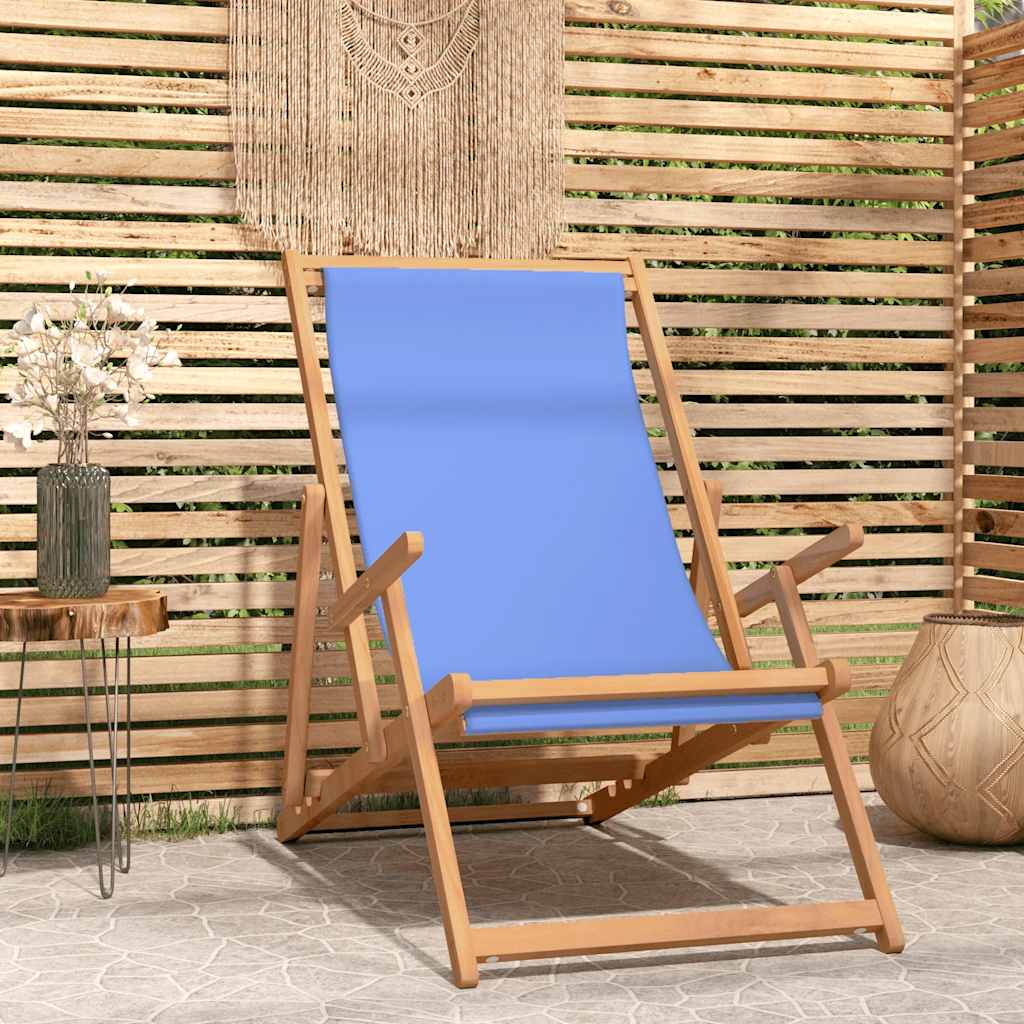 foto del prodotto sdraio pieghevole da spiaggia in legno massello di teak blu