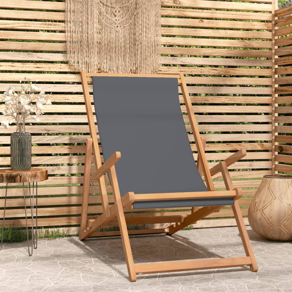 foto del prodotto sdraio pieghevole da spiaggia in legno massello di teak grigio cod mxl 13943