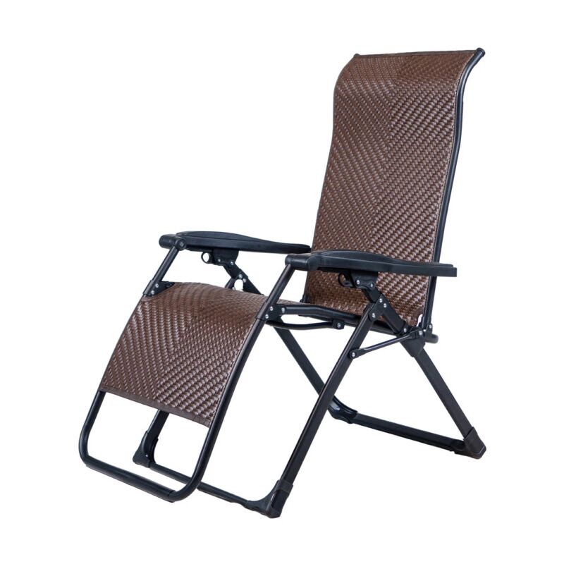 foto del prodotto sdraio pieghevole reclinabile con braccioli eurogarden gravity in rattan marrone 95x68x113 cm