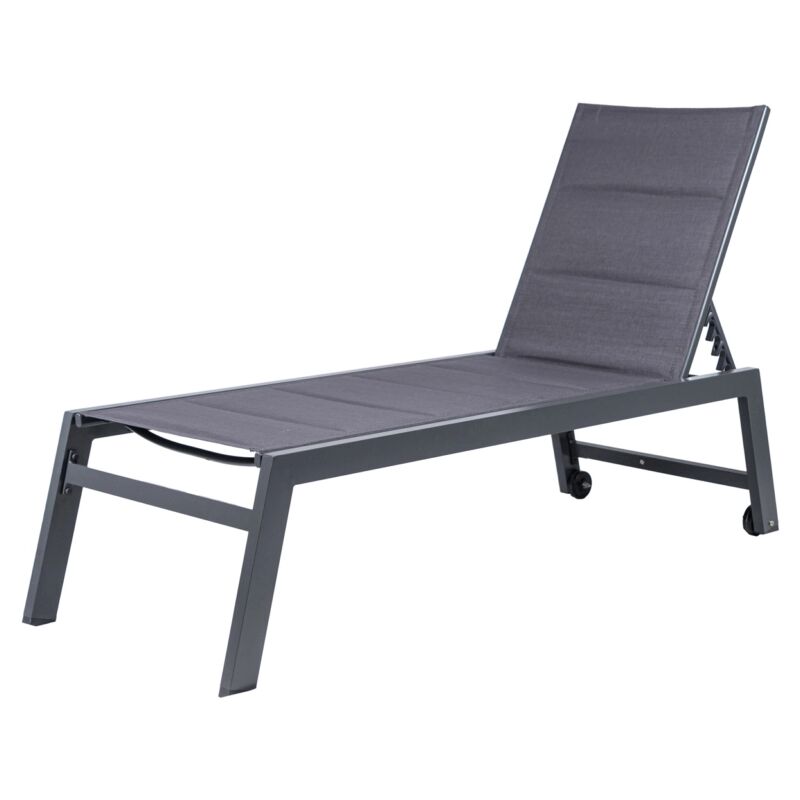 foto del prodotto sdraio reclinabile con ruote eurogarden atene in textilene antracite 199x65x42 cm