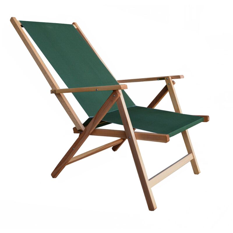 immagine 0 del prodotto sdraio relax mare in legno richiudibile con tela verde
