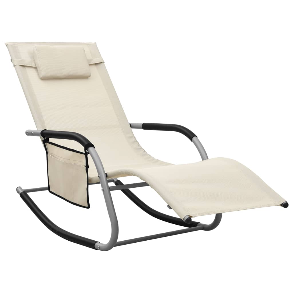 foto del prodotto sdraio sedia a sdraio prendisole lettino da giardino terrazza mobili da esterno tessilene crema e grigio 02 0012928