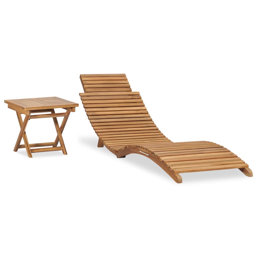foto del prodotto sdraio sedia a sdraio prendisole lettino da giardino terrazza pieghevole mobili da esterno con tavolo in legno massello di teak 02_0012863
