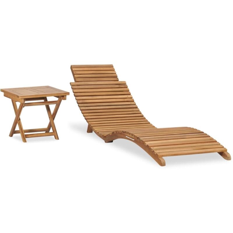 foto del prodotto sdraio sedia a sdraio prendisole lettino da giardino terrazza pieghevole mobili da esterno con tavolo in legno massello di teak 020012863