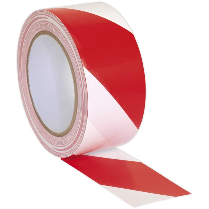 foto del prodotto sealey hwtrw avviso di pericolo nastro 50 mm x 33 metri rosso bianco