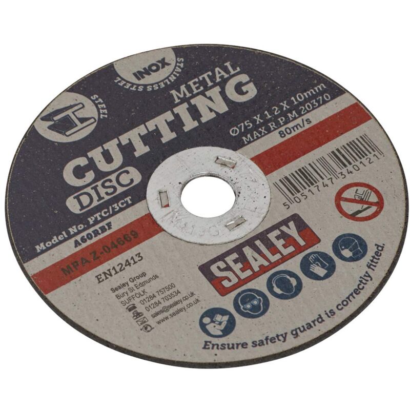 foto del prodotto sealey ptc 3ct 75 x 1 mm foro 10 mm disco di taglio