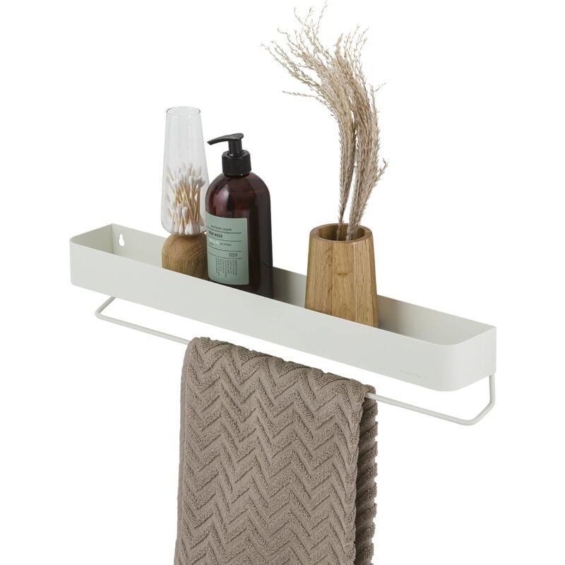 foto del prodotto sealskin brix scaffale a parete con portasciugamani, metallo, bianco, 55 cm