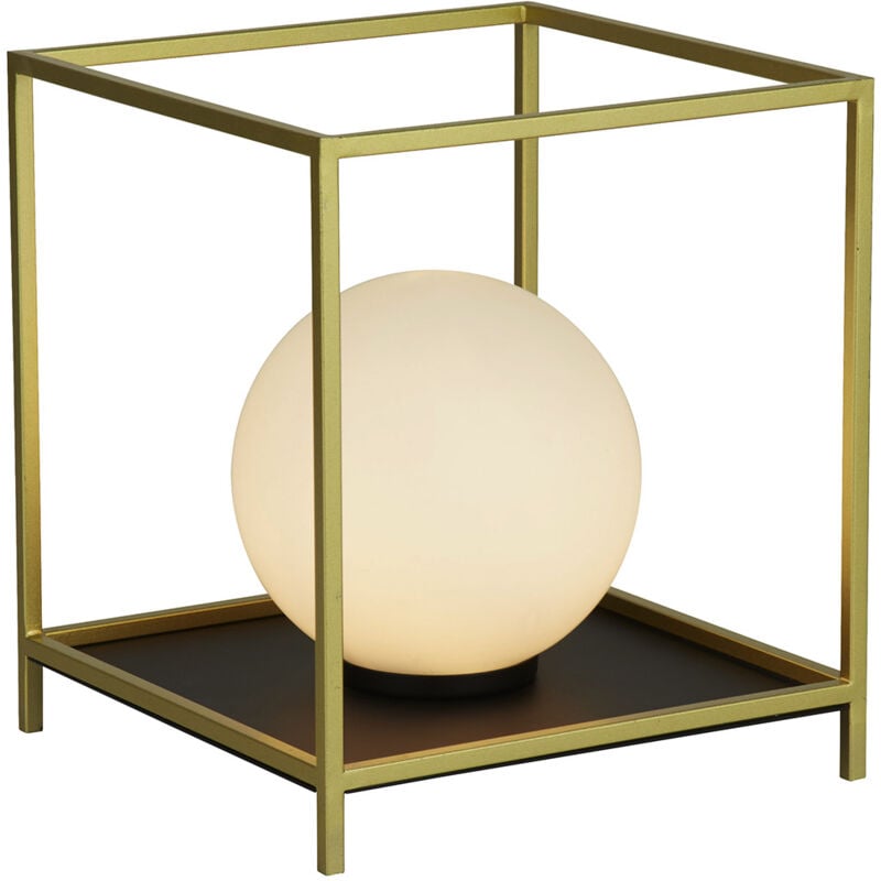 foto del prodotto searchlight - abatjour contemporaneo bloccare acciaio nero vetro oro 1 luce g9