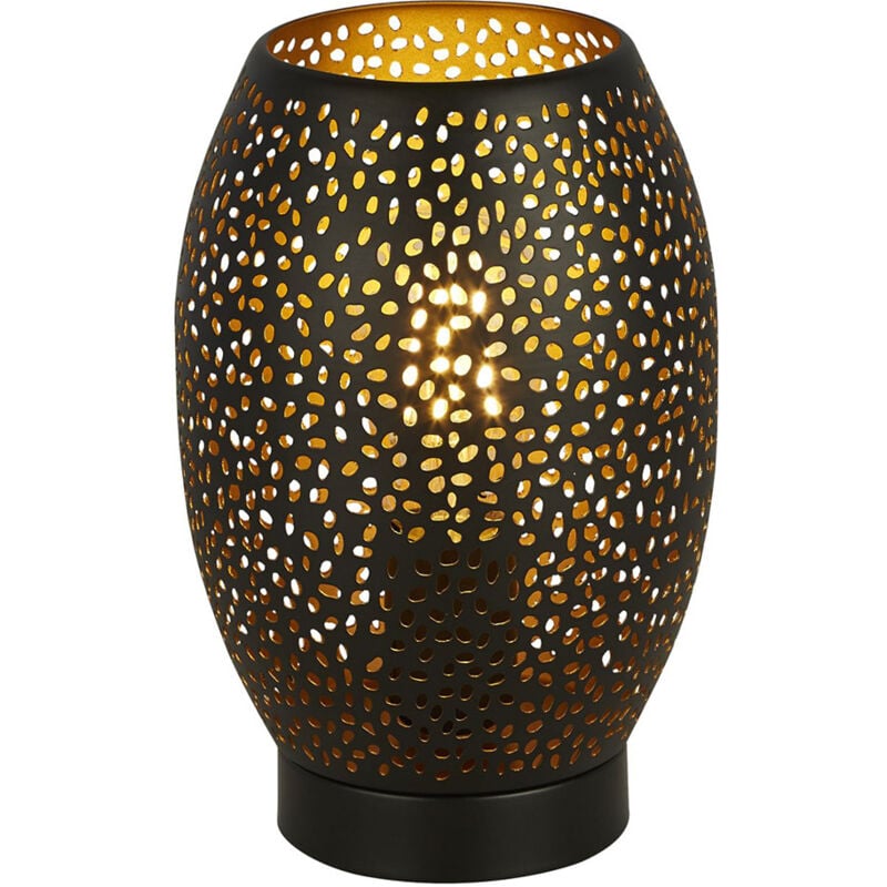 foto del prodotto searchlight abatjour contemporaneo laser acciaio nero oro 1 luce e27