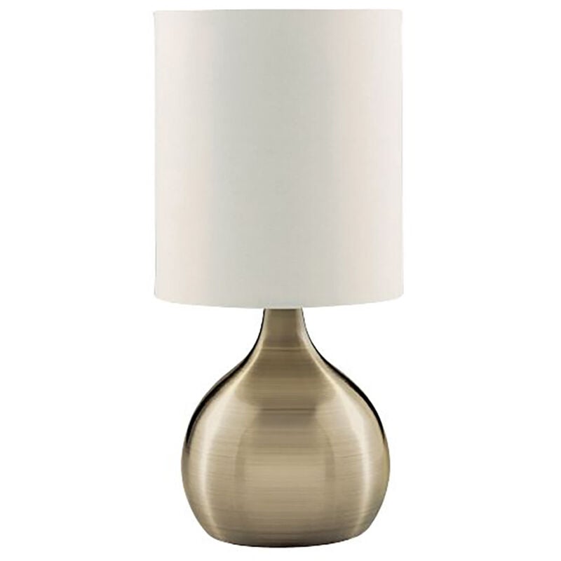 foto del prodotto searchlight abatjour contemporaneo tocco acciaio ottone tessuto 1 luce e14