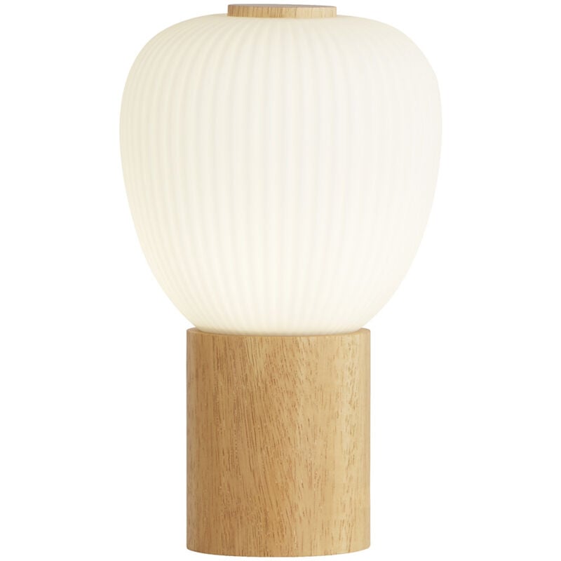 foto del prodotto searchlight abatjour industrial nordico ella legno marrone 1 luce e14