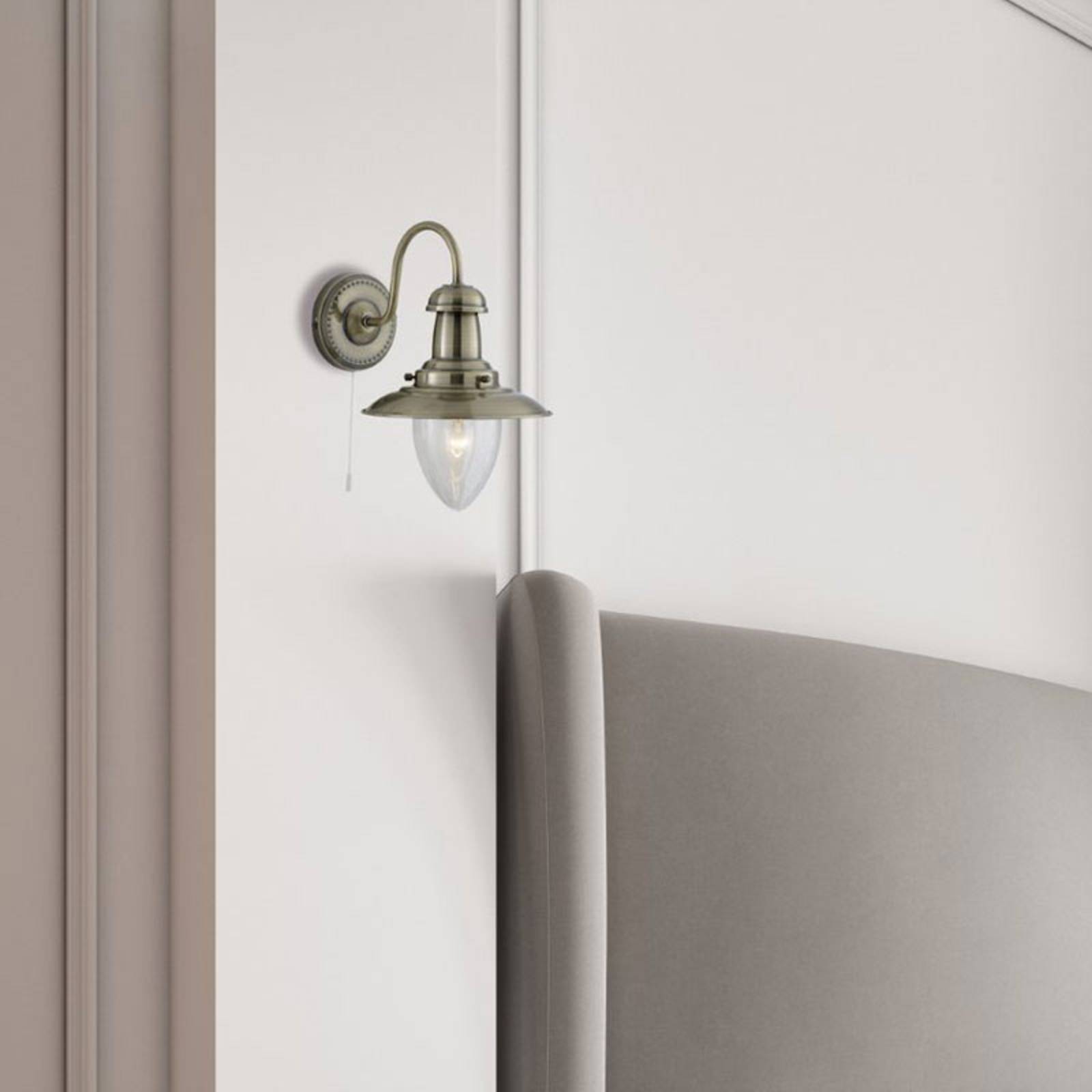 foto del prodotto searchlight applique classica fisher man acciaio adjustable vetro 1 luce e27