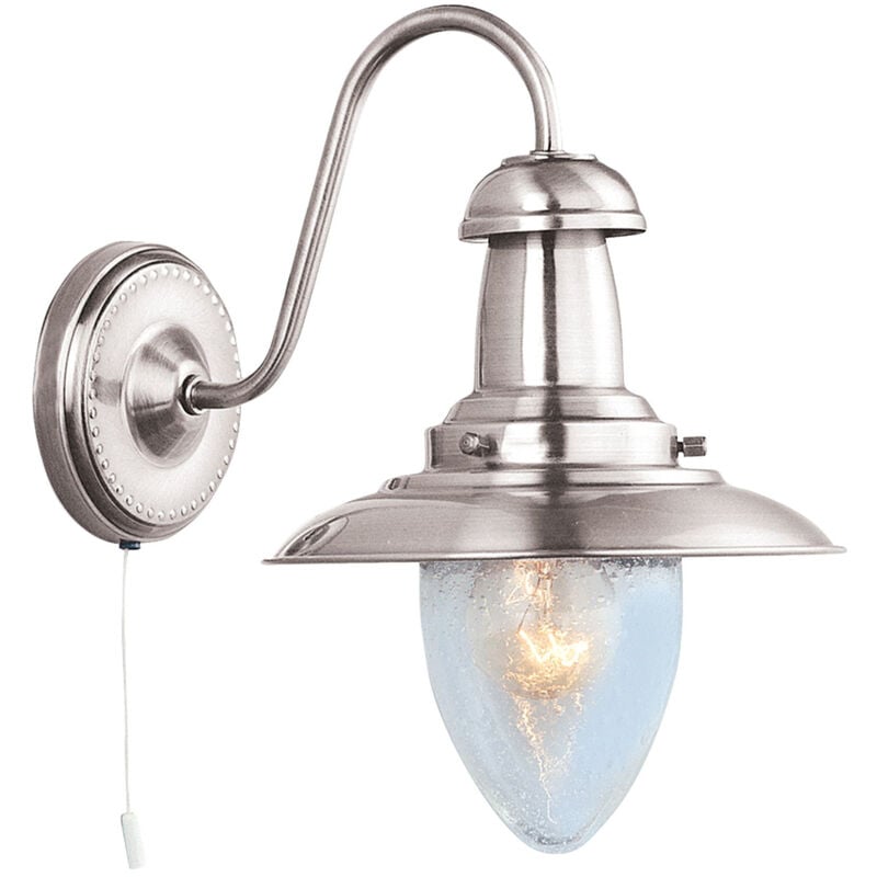 foto del prodotto searchlight applique classica fisher man acciaio argento vetro 1 luce e27