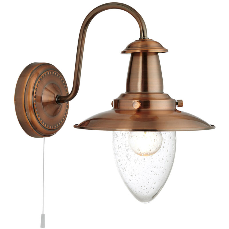 foto del prodotto searchlight applique classica fisher man acciaio rame vetro 1 luce e27