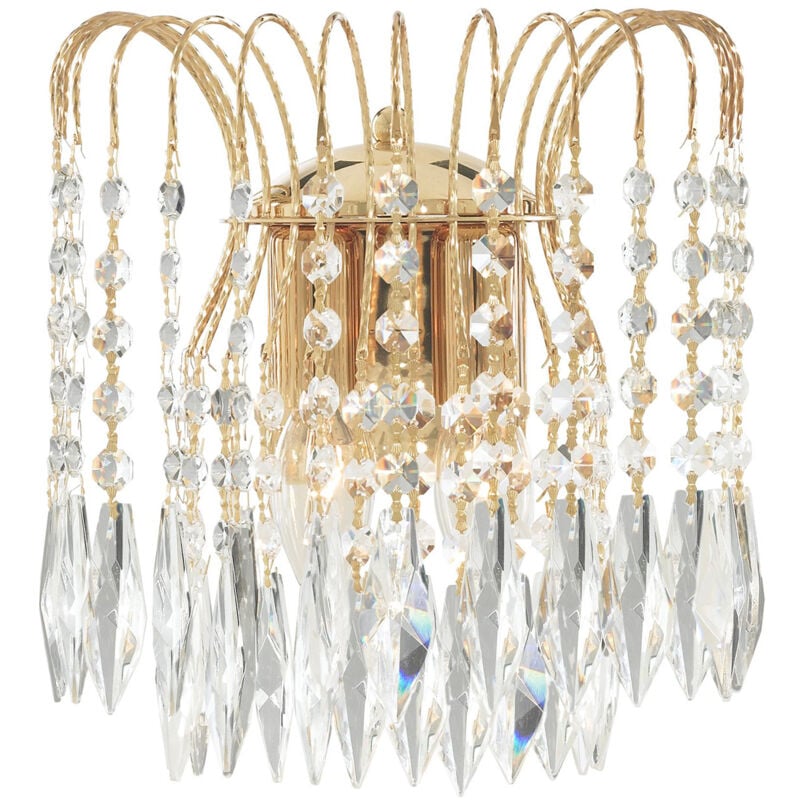 foto del prodotto searchlight applique classica waterfall acciaio oro cristallo 2 luci e14