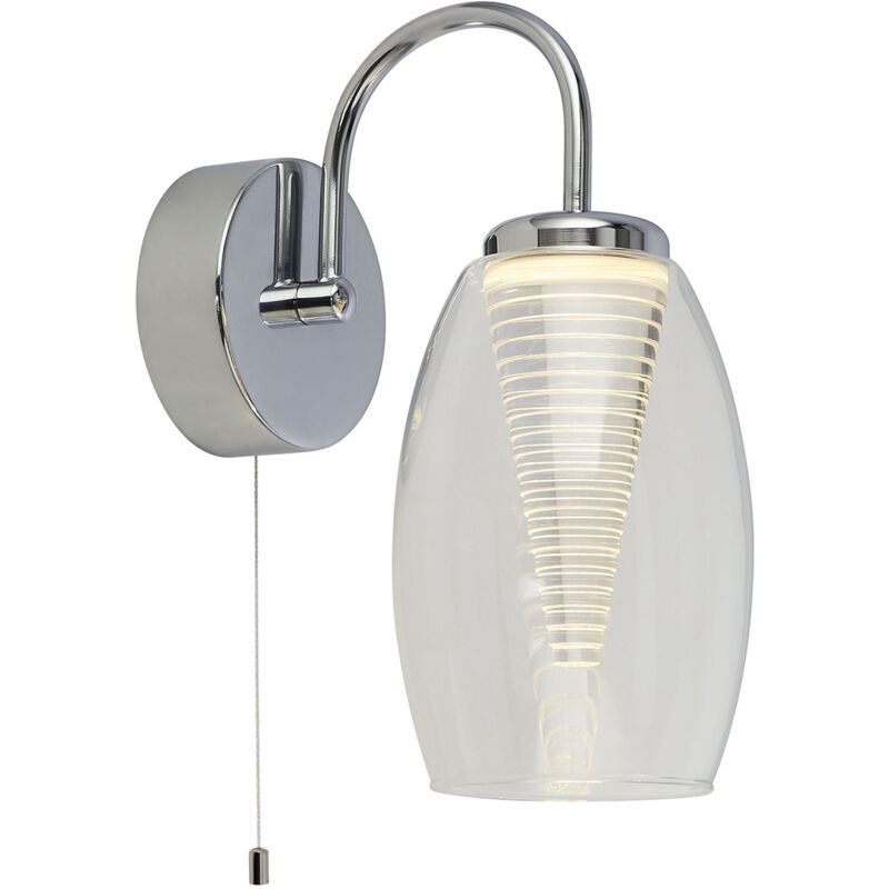 foto del prodotto searchlight applique contemporanea ciclon metallo cromo vetro trasparente led 6w 3000k