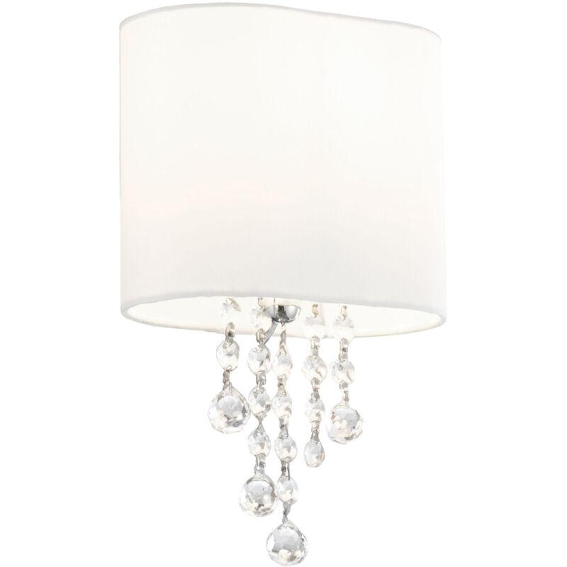 foto del prodotto searchlight applique contemporanea nina acciaio cromo tessuto bianco 1 luce e14