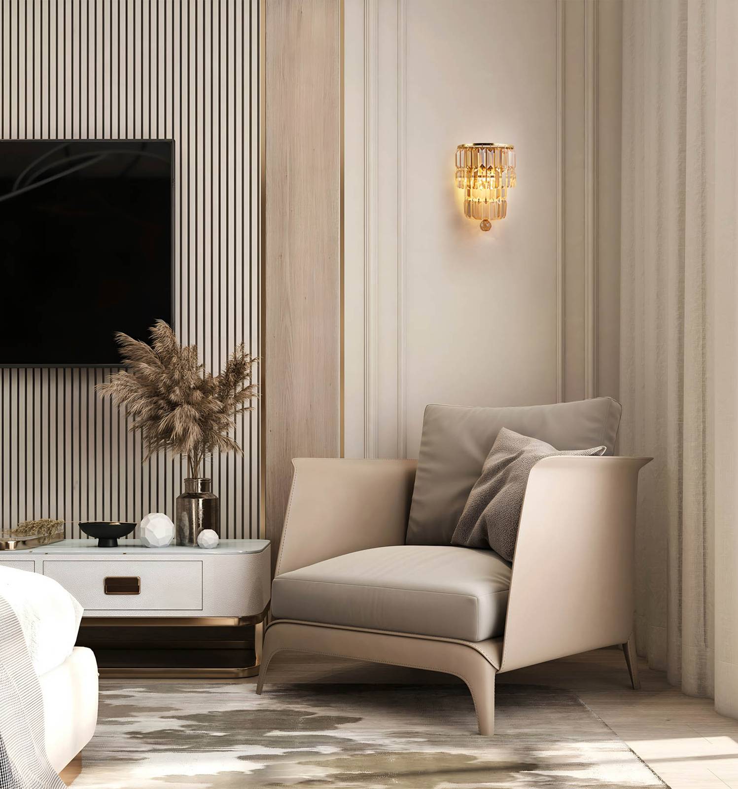 foto del prodotto searchlight applique empire, ottone ambra, vetro cristallo, acciaio, ip44