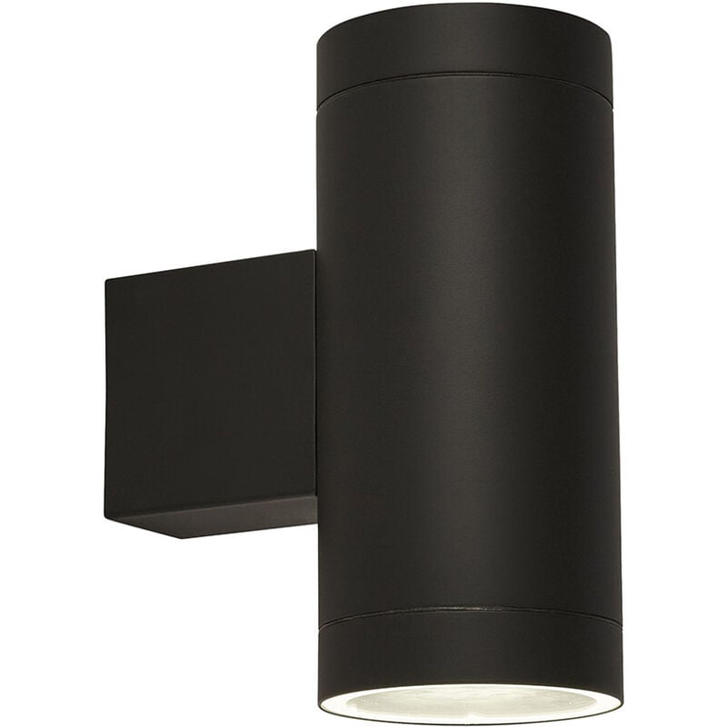 foto del prodotto searchlight applique esterno contemporanea rochester acciaio nero vetro bianco 2 luci gu10