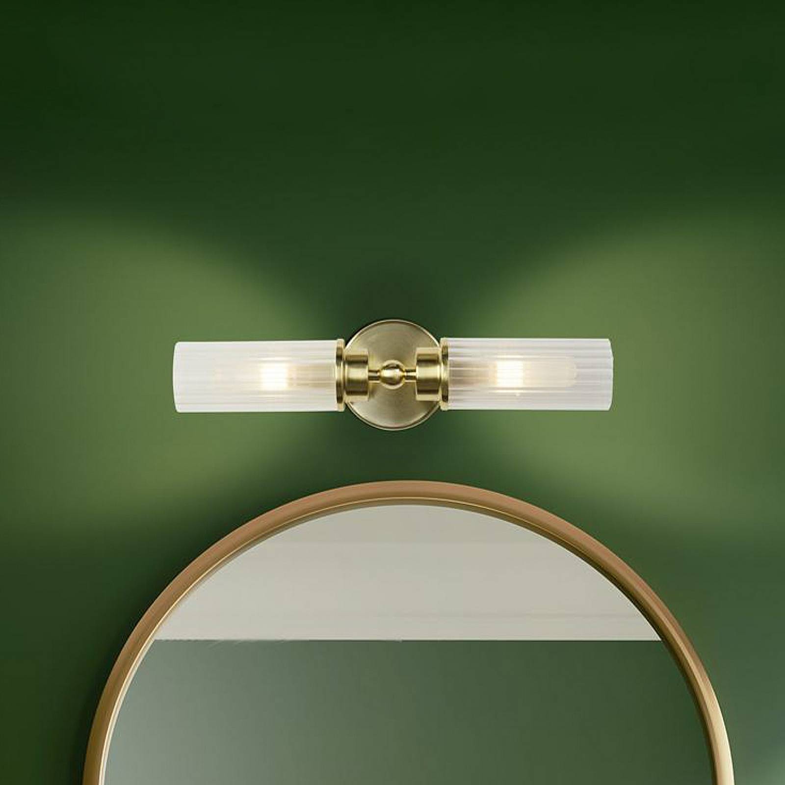 foto del prodotto searchlight applique imperial, ottone, a 2 luci, acciaio, vetro, ip44