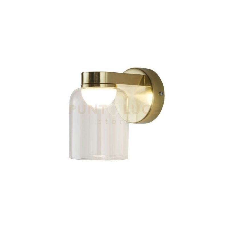 foto del prodotto searchlight applique led highball, ottone satinato e vetro trasparente ip44
